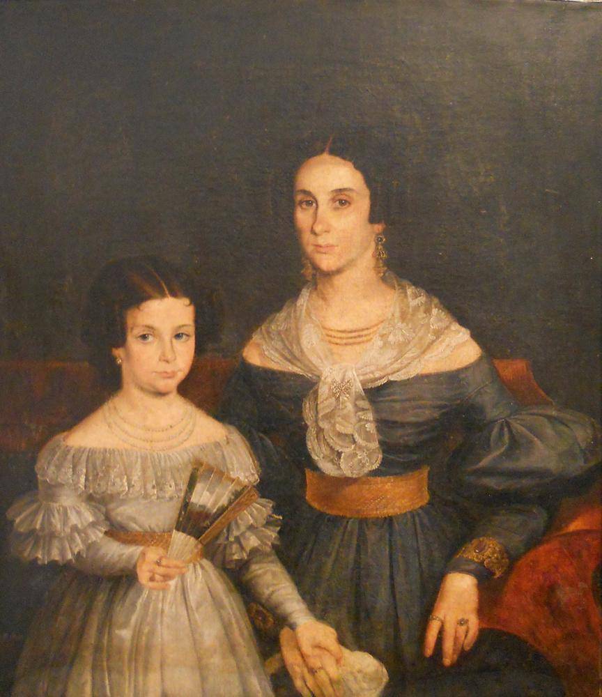Retrato (Sra. J .M. L. de Acosta y su hija). Cayetano Gallino (1804-1884). Óleo sobre tela.  100 x 85 cm. Nº inv. 1005.