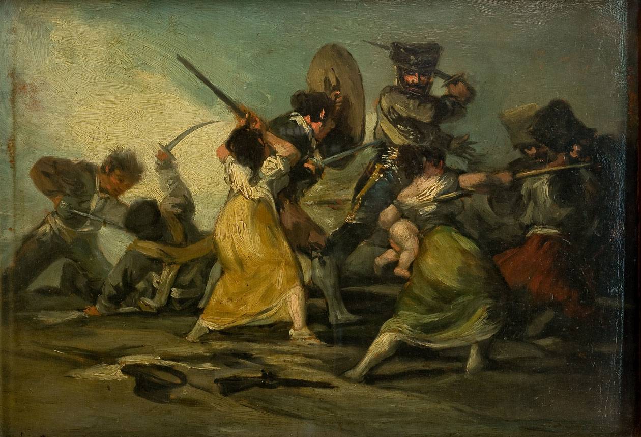 Episodio de la invasión francesa. Francisco de Goya y Lucientes​ (1746-1828). Óleo sobre tabla.  25,5 x 32 cm. Nº inv. 1364.