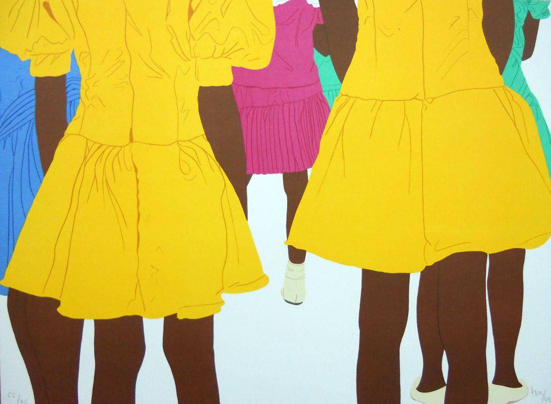 El palenque de San Basilio Primer pueblo libre de América. Ana Mercedes Hoyos (1942-2014). Litografía.  56 x 76 cm. Nº inv. 4841.